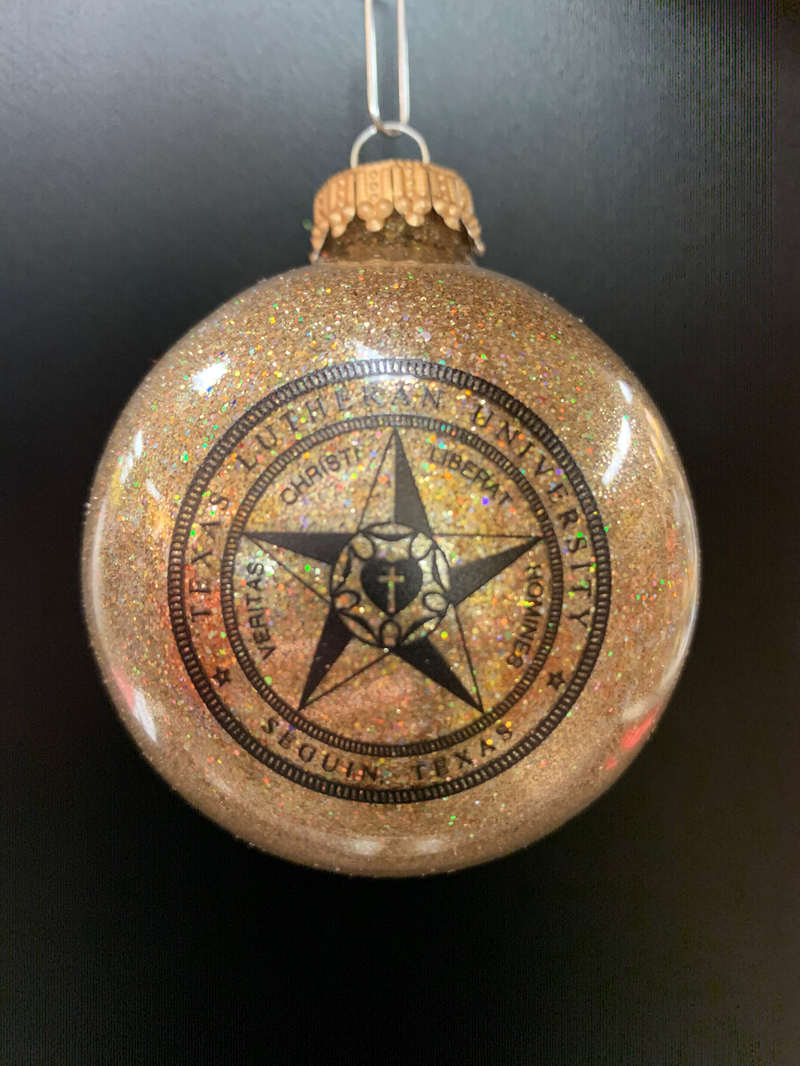 SP TLU Seal Gold Sparkle Glass Ornament (SKU 1021180922)